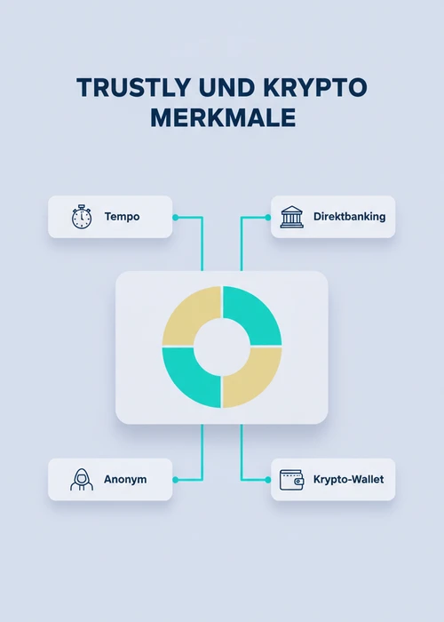 Merkmale von Trustly und Krypto im Casino: Direktbanking, Krypto-Wallet, anonym und Tempo im Überblick.